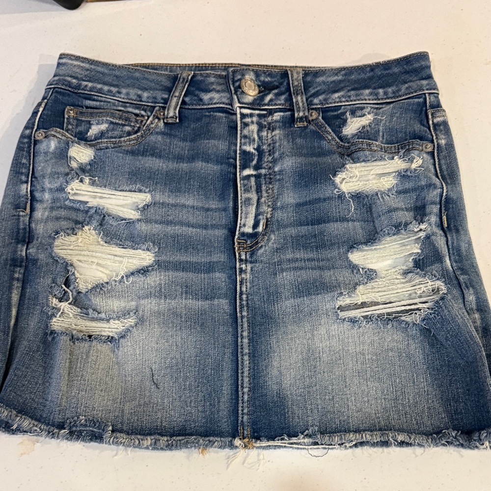 American Eagle Outfitters Distressed Denim Mini Skirt